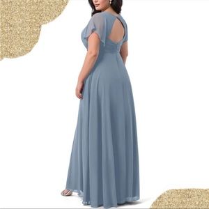 Dusty Blue Bridesmaid Wedding Evening Gown Azazie Dress 16